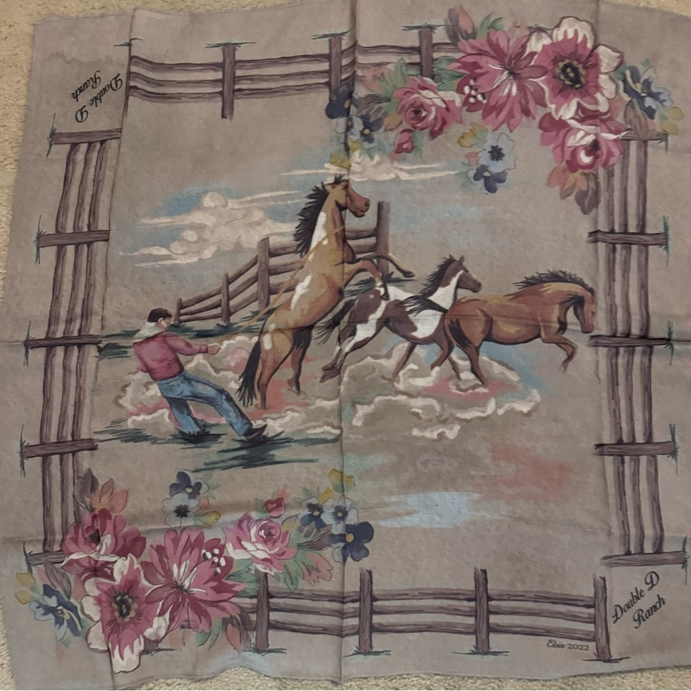 Beautiful Double D scarf, 25” x 25” from the Eloise collection.